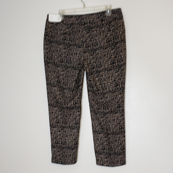 NEW LOFT Marisa Modern  Black Cream Abstract Cropped Pants Stretch Ankle Summer - Picture 9 of 14